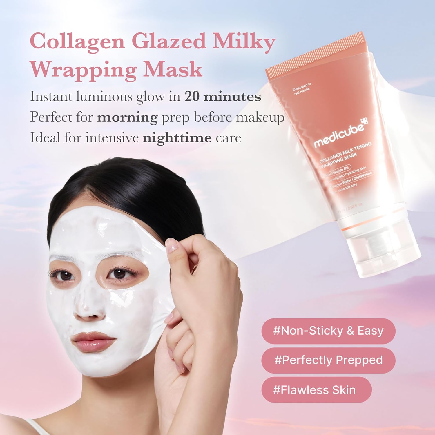 Medicube Collagen Glazed Milky Glow Mask | Daytime Peel-Off Facial Mask